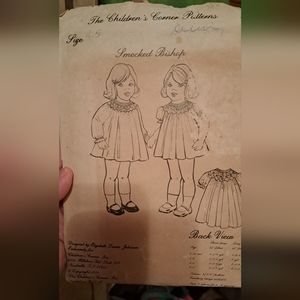 Vintage Children's Corner Pattern 3  SMOCKED BISHOP cut--all Peices size 4/5